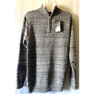 Kian D Men Women Fleece Pullover Jacket Gray 1/4 Zip Up Mock Neck M